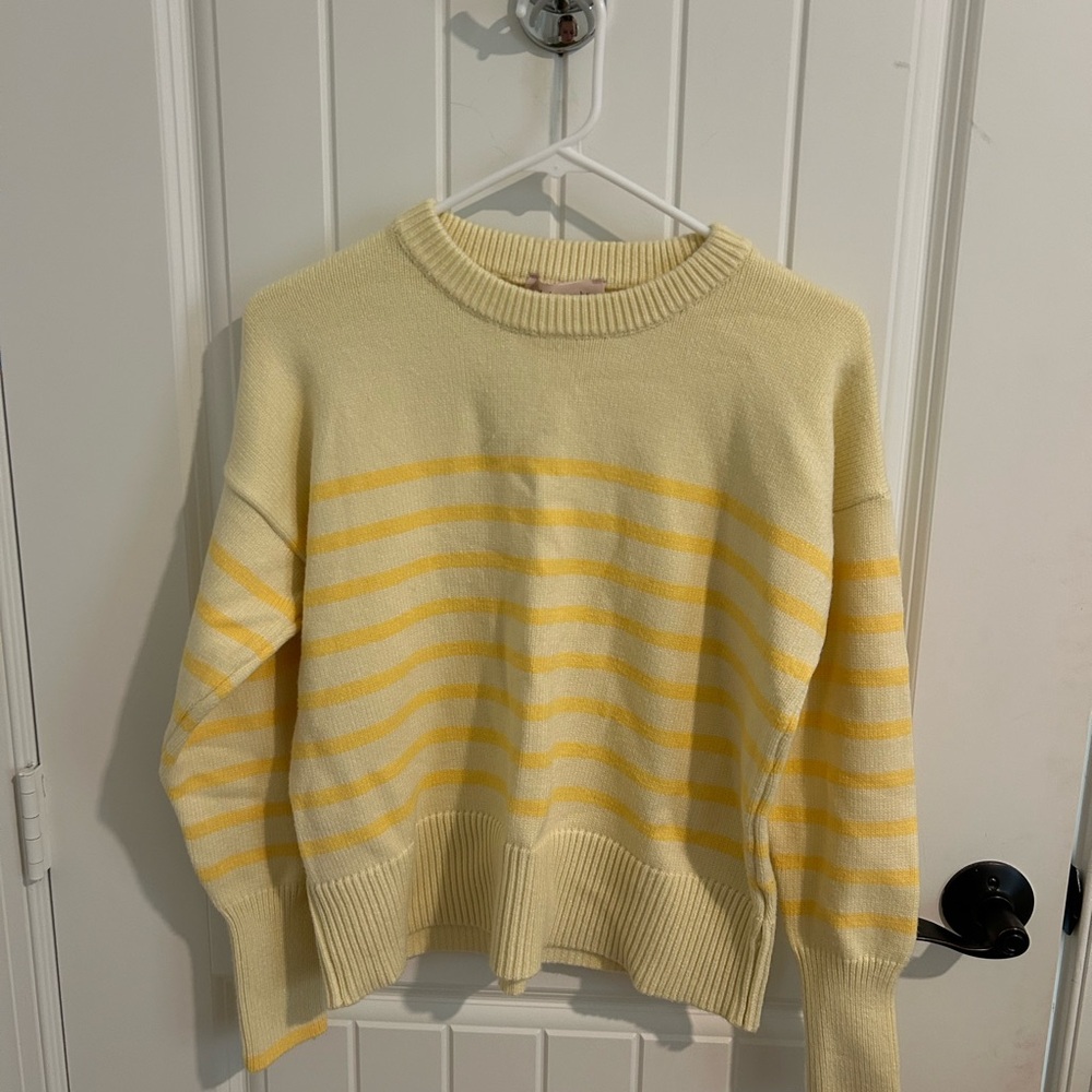 Philosophy Cream and Yellow Striped Sweater